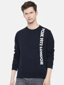 French Connection Men Navy Blue Printed Pullover Sweatshirt