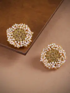 Zaveri Pearls Gold-Toned Oversized Floral Studs