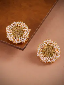 Zaveri Pearls Gold-Toned Oversized Floral Studs