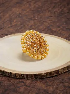 Zaveri Pearls Gold Toned Stone Studded Adjustable Finger Ring