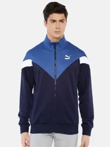 Puma Men Navy Blue Solid Sporty Iconic MCS Track Jacket