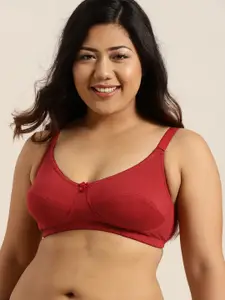 Sztori Plus Size Rust Red Solid Non-Wired Non Padded Everyday Bra SZ-BRA-709F