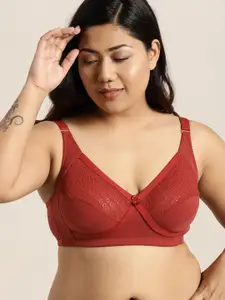 Sztori Plus Size Rust Red Solid Non-Wired Non Padded Everyday Bra SZ-BRA-715C