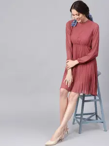 SASSAFRAS Rose Accordion Pleats Empire Dress