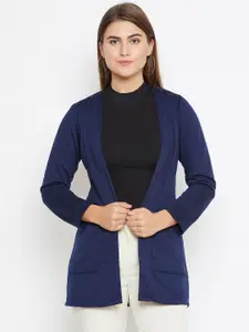 Belle Fille Women Navy Blue Solid Open Front Shrug