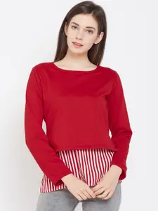 Belle Fille Women Red Solid Layered Top