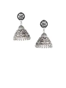 Silvermerc Designs Silver-Toned Circular Jhumkas