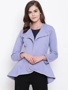 Belle Fille Women Lavender Solid Open Front Shrug