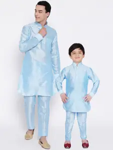 SG YUVRAJ Boys Blue Solid Pathani Kurta with Trousers