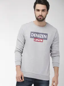 Denizen From Levis Men Grey Melange Printed Sweatshirt