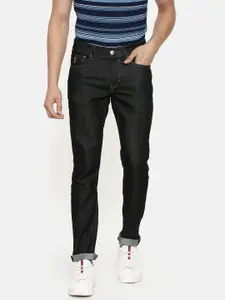 U.S. Polo Assn. Denim Co. Men Black Brandon Slim Tapered Fit Mid-Rise Clean Look Sustainable Jeans