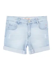 Gini and Jony Girls Blue Solid Regular Fit Shorts