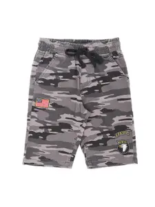 Palm Tree Boys Grey Printed Regular Fit Regular Shorts