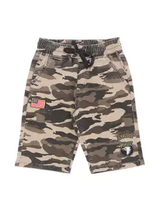 Palm Tree Boys Beige Printed Regular Fit Regular Shorts