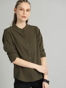 The Roadster Lifestyle Co Olive Green Shirt Style Top