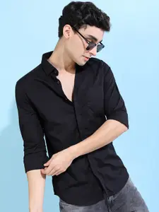 HIGHLANDER Men Black Slim Fit Solid Formal Shirt