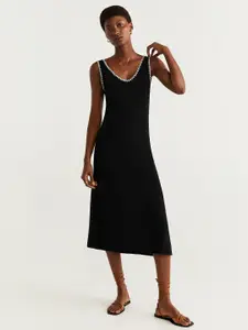MANGO Women Black Solid A-Line Dress