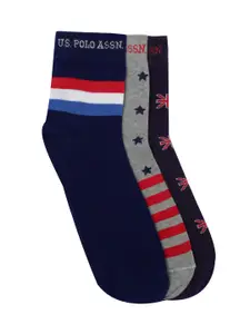U.S. Polo Assn. Men Pack of 3 Patterned Above Ankle Length Socks