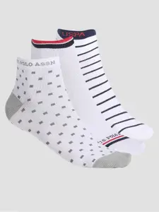 U.S. Polo Assn. Men Pack of 3 Patterned Ankle Length Socks