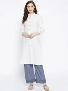 Vastraa Fusion Women White Solid Straight Kurta