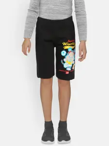dongli Boys Black Printed Regular Fit Shorts
