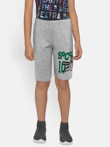 dongli Boys Grey Melange Printed Regular Fit Shorts