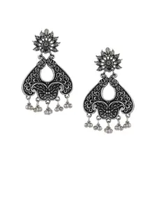 Silvermerc Designs Silver-Plated Oxidised German Silver Floral Drop Earrings