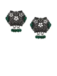 Silvermerc Designs Silver-Plated Oxidised Circular Drop Earrings