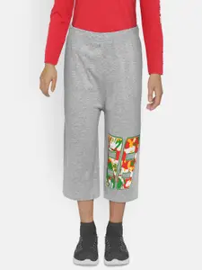 dongli Boys Grey Melange Printed Regular Fit Shorts