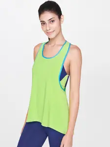 AND Women Lime Green Solid Activewear Tank Top