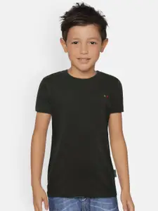 dongli Boys Grey Solid Round Neck T-shirt