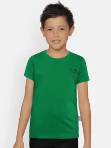 dongli Boys Green Solid T-shirt