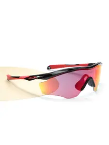 OAKLEY Men Half-Rim Mirrored Sports Sunglasses 0OO9343
