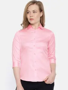 Park Avenue Women Pink Slim Fit Solid Formal Shirt