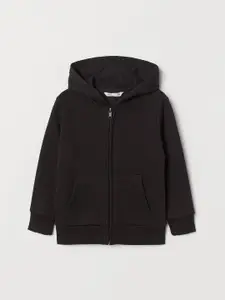 H&M Boys Black Solid Hooded Sustainable Jacket