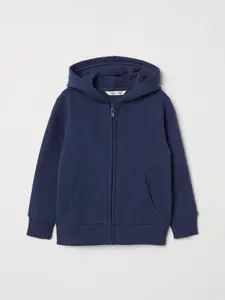H&M Boys Blue Solid Hooded Sustainable Sweatshirt