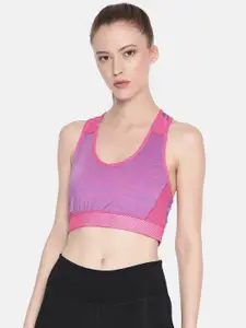 AND Pink & Purple Self Design Non-Wired Lightly Padded Activewear Sports Bra 8907861918708