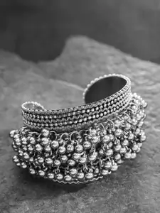 Priyaasi Oxidised Silver-Plated Ghungroo Handcrafted Cuff Bracelet