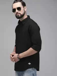 Roadster Men Black Pure Cotton Casual Shirt