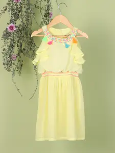 Nauti Nati Girls Yellow Solid A-Line  Dress