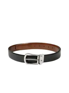 Louis Philippe Men Black Solid Reversible Leather Belt