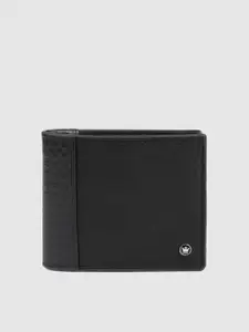 Louis Philippe Men Black Solid Two Fold Leather Wallet