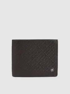 Louis Philippe Men Brown Textured Two Fold Leather Wallet
