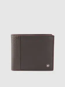 Louis Philippe Men Coffee Brown Solid Leather Two Fold Wallet
