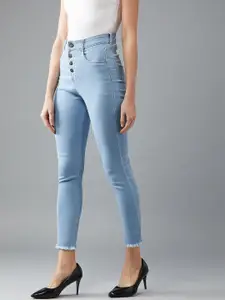 DOLCE CRUDO Women Blue Skinny Fit High-Rise Clean Look Stretchable Jeans