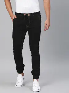 Urbano Fashion Men Black Slim Fit Mid-Rise Clean Look Stretchable Jogger Jeans