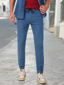 Urbano Fashion Men Blue Slim Fit Mid-Rise Clean Look Stretchable Jogger Jeans