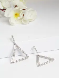 AVANT-GARDE PARIS Silver-Toned Rhodium Plated Triangular Drop Earrings