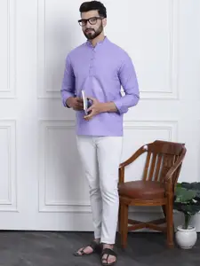 SOJANYA Men Lavender Solid Straight Kurta