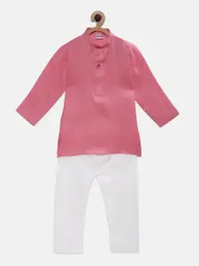 Ridokidz Boys Pink & White Solid Kurta with Pyjamas